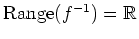 $ \operatorname{Range}(f^{-1})=\mathbb{R}$