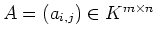 $ A = (a_{i,j})\in K^{m\times n}$