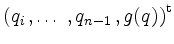 $ \left( q_i \,, \ldots \,, q_{n-1} \,,g(q)\right)^{\operatorname{t}}$