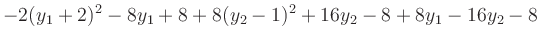 $\displaystyle -2(y_1+2)^2-8y_1+8+8(y_2-1)^2+16y_2-8+8y_1-16y_2-8$