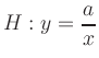 $ H: y = \dfrac{a}{x}$