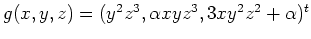 $ g(x,y,z)=(y^2z^3,\alpha xyz^3,3xy^2z^2 + \alpha )^t$